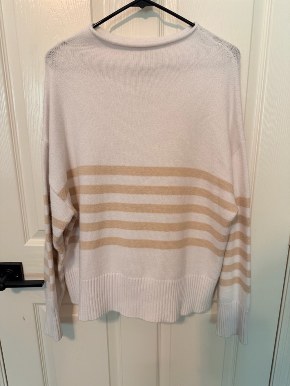 Truth Cream and Tan Striped Boatneck Sweater
